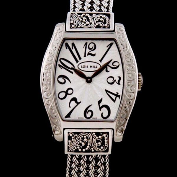 Lois Hill Swiss Movement Torneau Case Sterling Silver Flat Weave Band Thai Watch